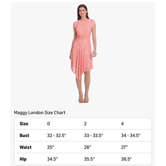 Maggy London Coral‎ Sequin Twist Front Cap Sleeve Cocktail Dress - Picture 7 of 9